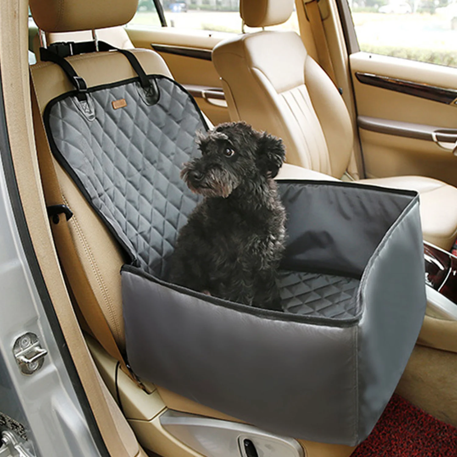 Pet Car Mat, Waterproof Nylon with Elastic Buckle Fixed Seat