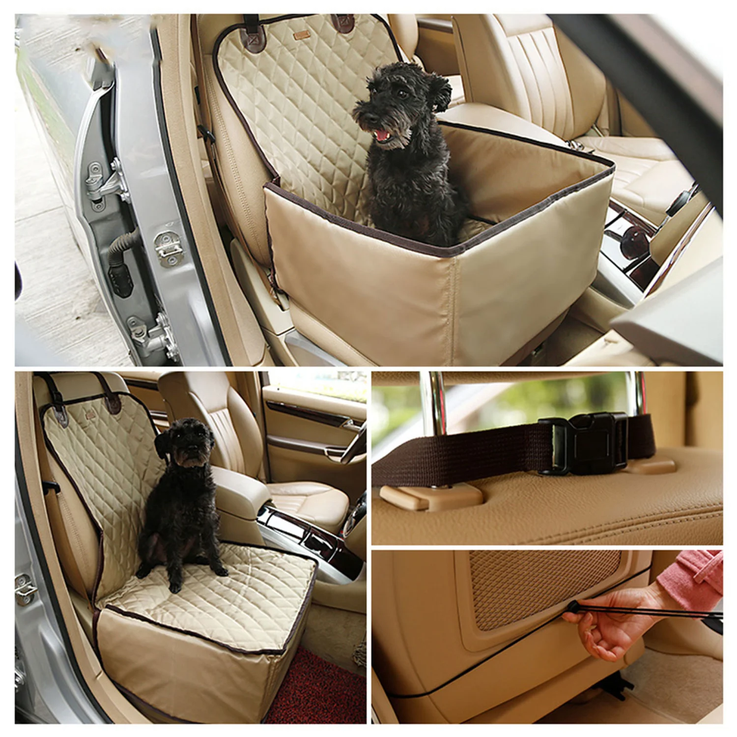 Pet Car Mat, Waterproof Nylon with Elastic Buckle Fixed Seat
