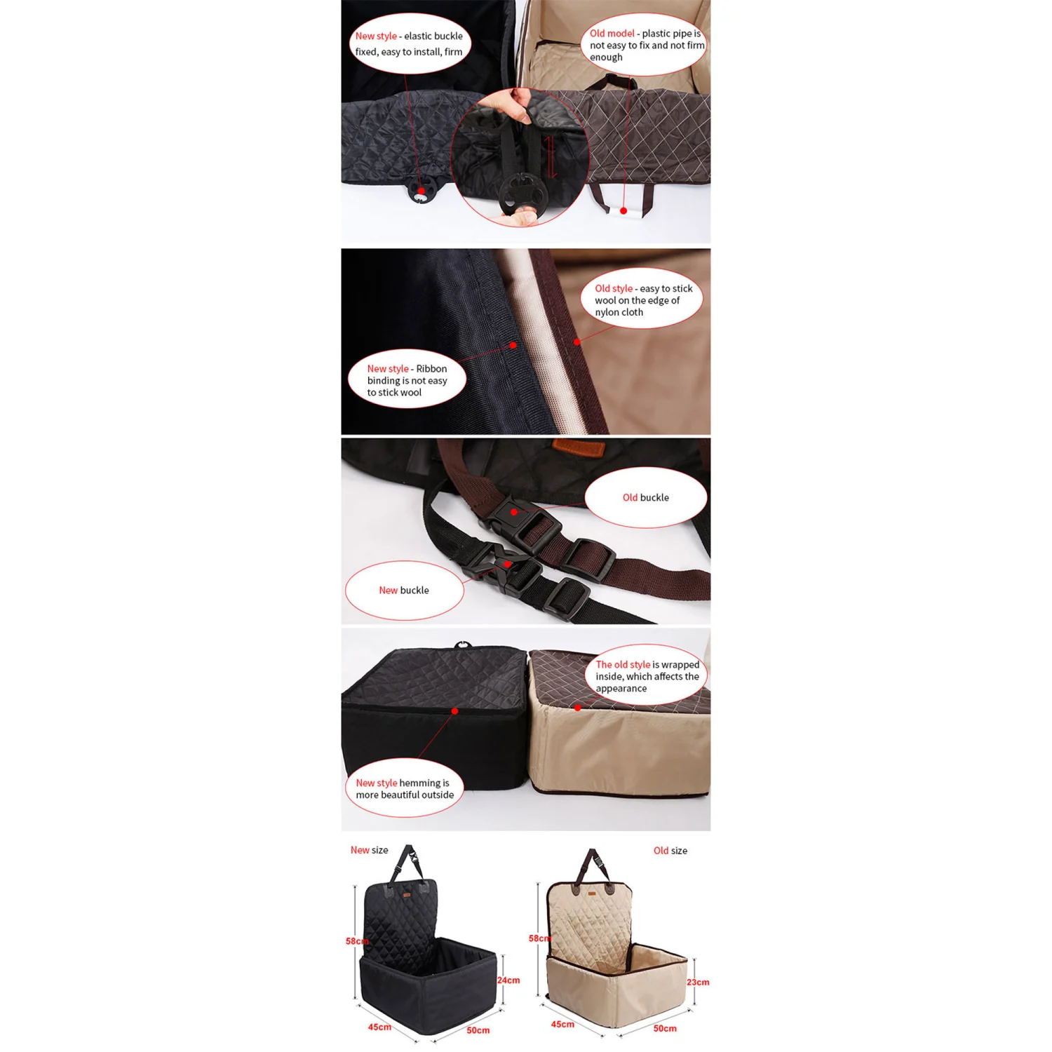 Pet Car Mat, Waterproof Nylon with Elastic Buckle Fixed Seat