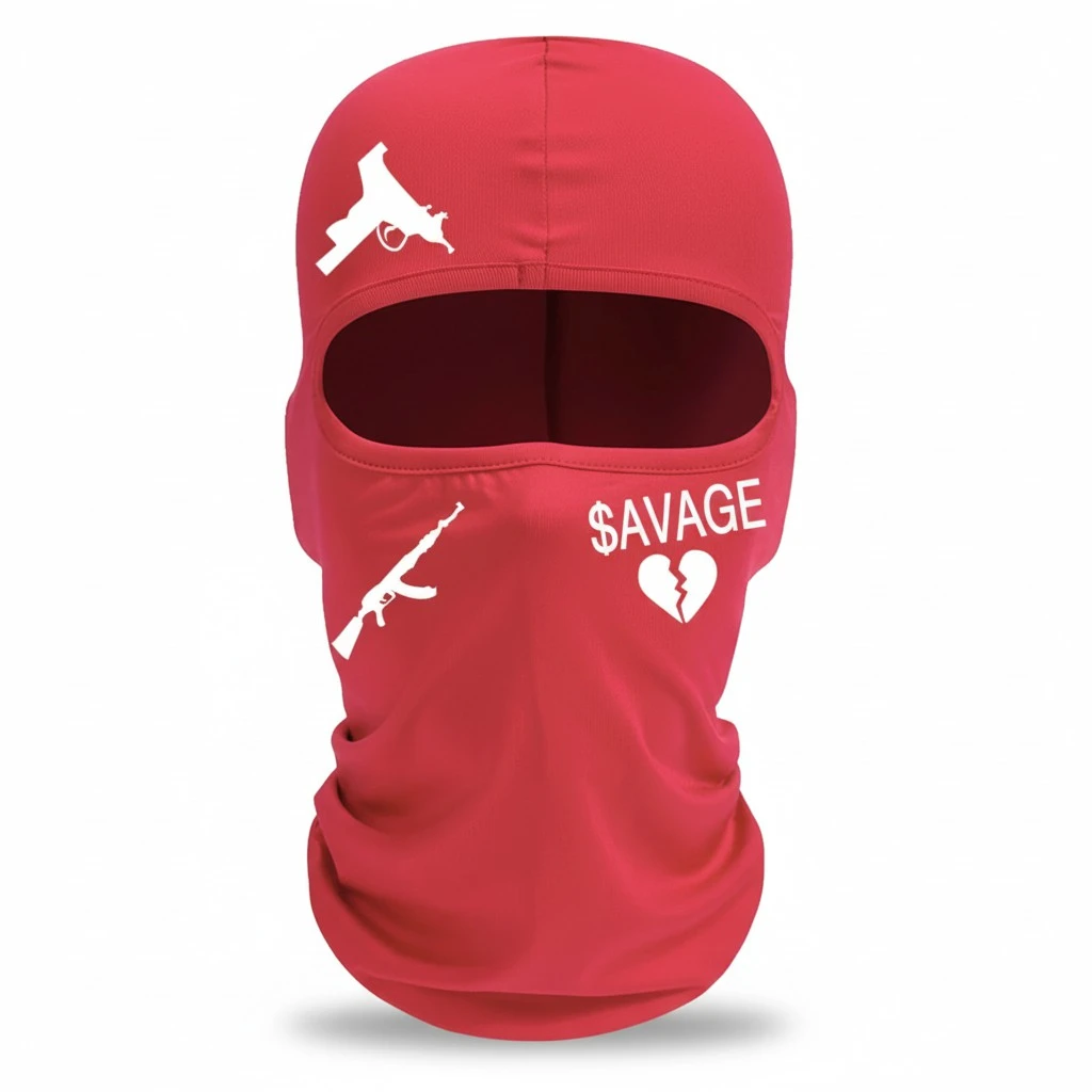 Adult Cycling Cap with Full Face Protection, Letter Accessory
