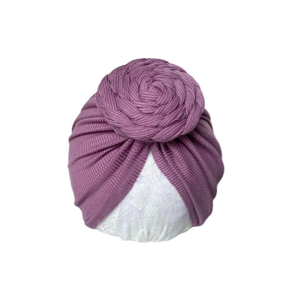 Kids Hat, Unisex Solid Color Flower Baby Cap Turban Hat Beanie