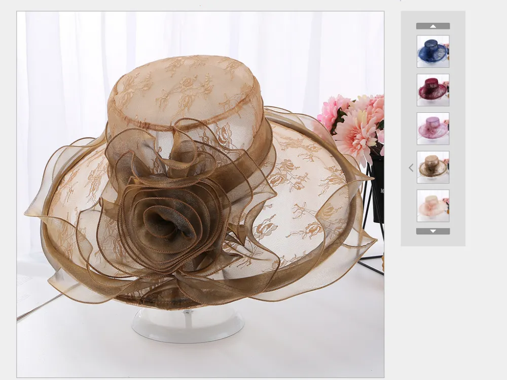 Women Summer Casual Hat, Solid Wide Brim Flower Sun Hat for Party