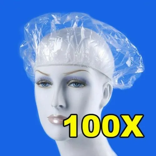 Disposable Shower Bathing Caps White Blue Transparent Elastic PE Plastic Hat