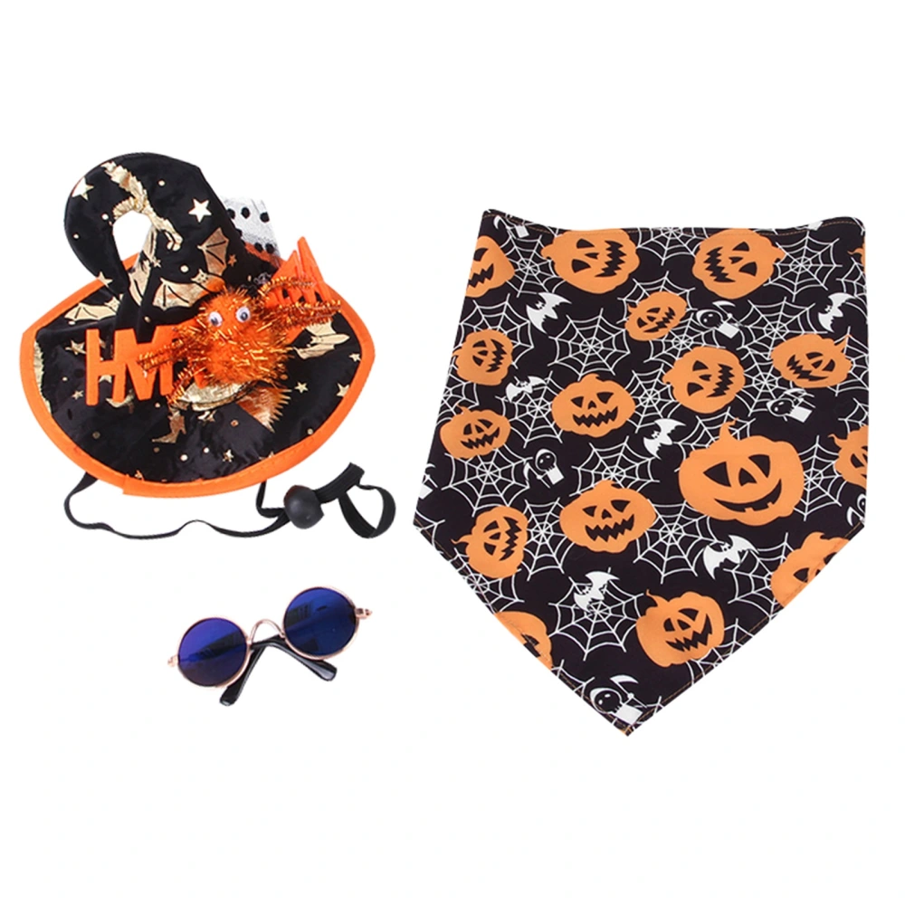 Cat Witch Hat Bandanas Glasses Halloween Costume Suit Outfits