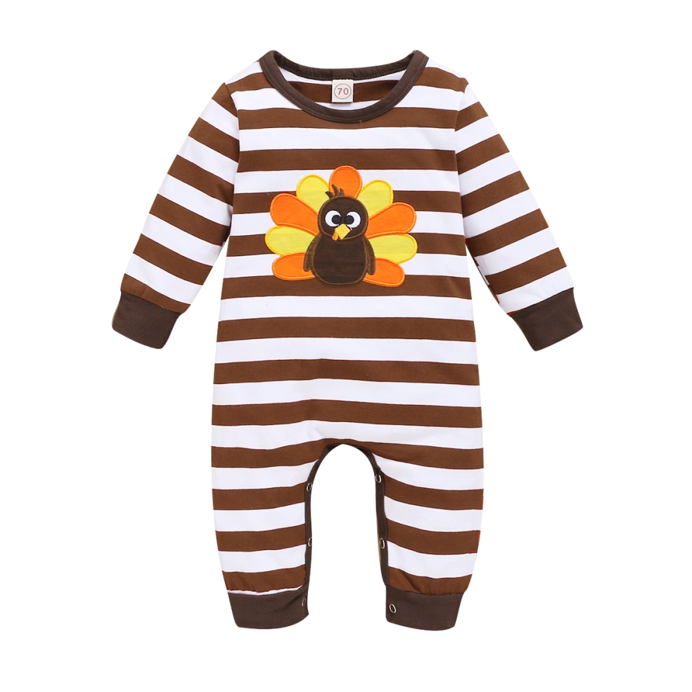 Infant Baby Cartoon Bodysuit, Christmas Round Neck Long Sleeve Romper