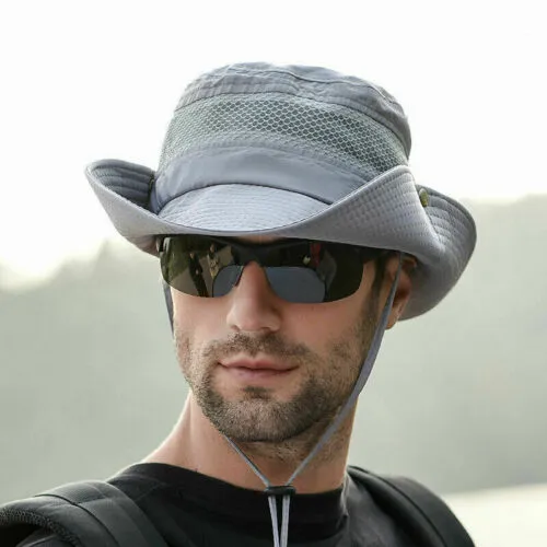 Unisex Wide Brim Bucket Hats with UV Protection Drawstring Fisherman Cap