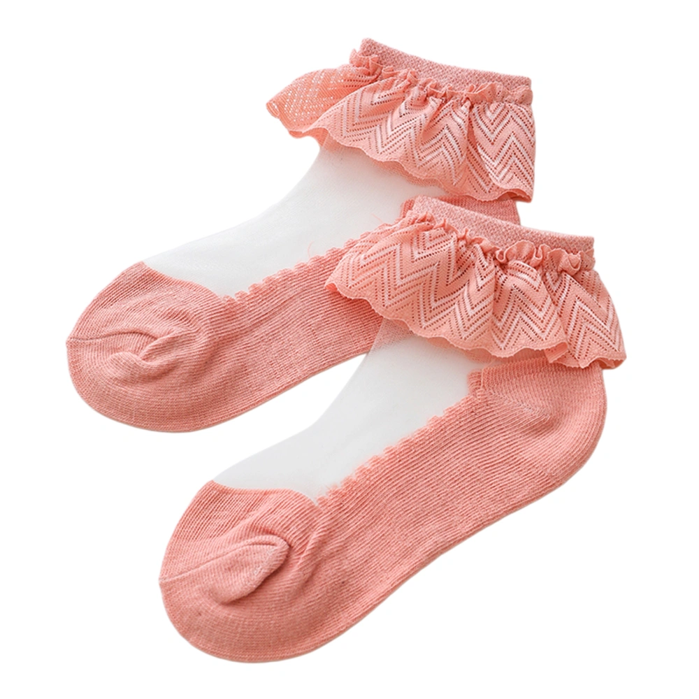 Little Girls Socks, Mesh See-Through Lace Ruffle Sweet Socks