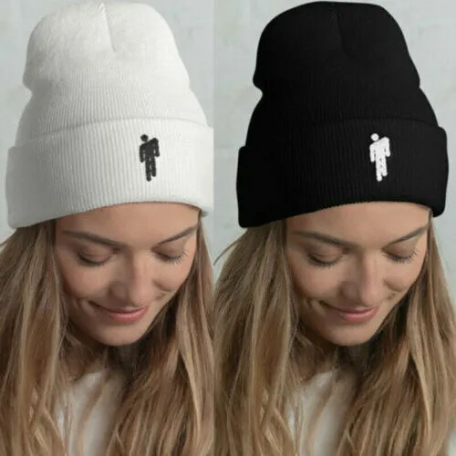 Unisex Embroidery Frill Beanie Hat Winter Warm Knitted Solid Hip-hop Cap