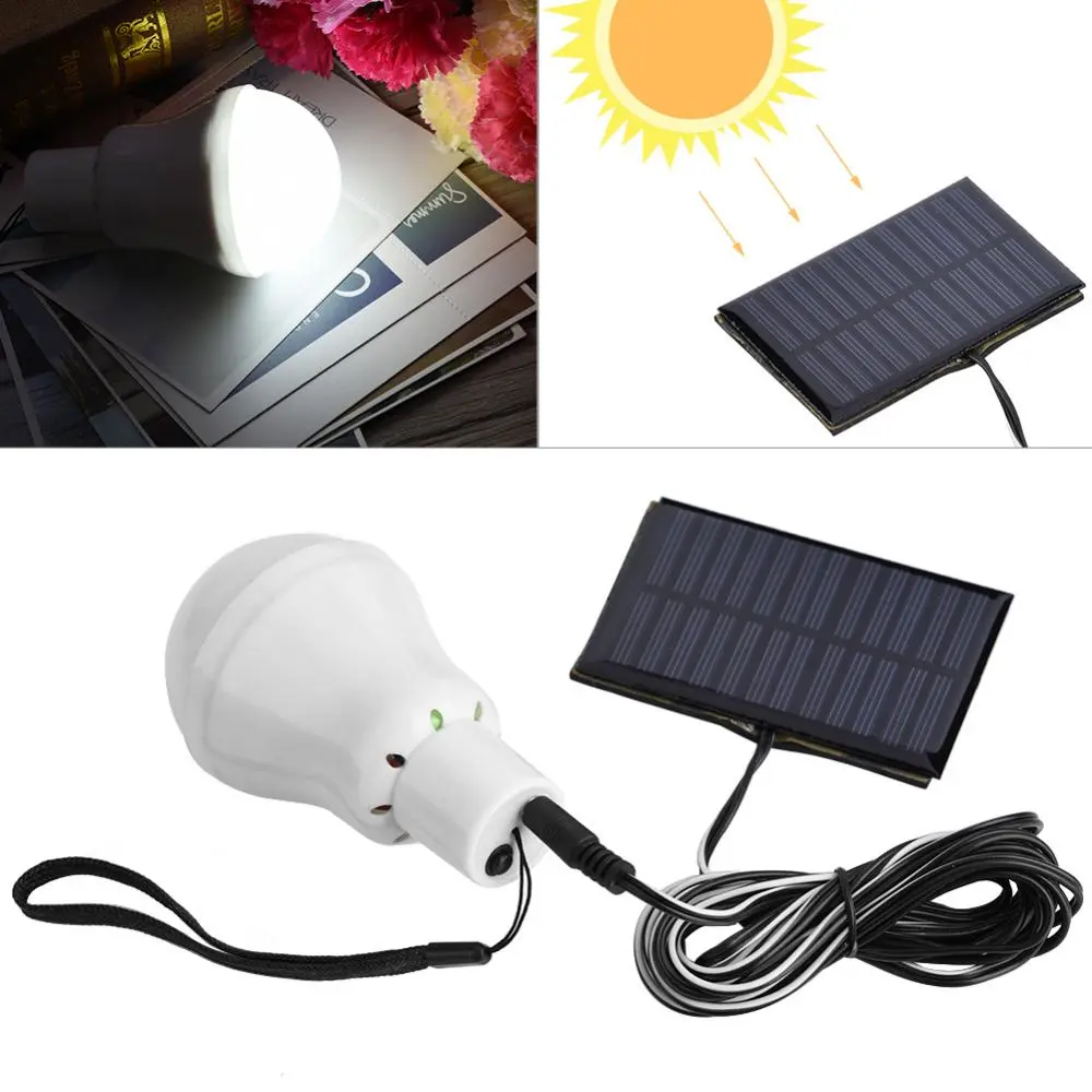 Outdoor Camping Lamp, Portable Solar Powered 12 LED Rechargeable Bulb