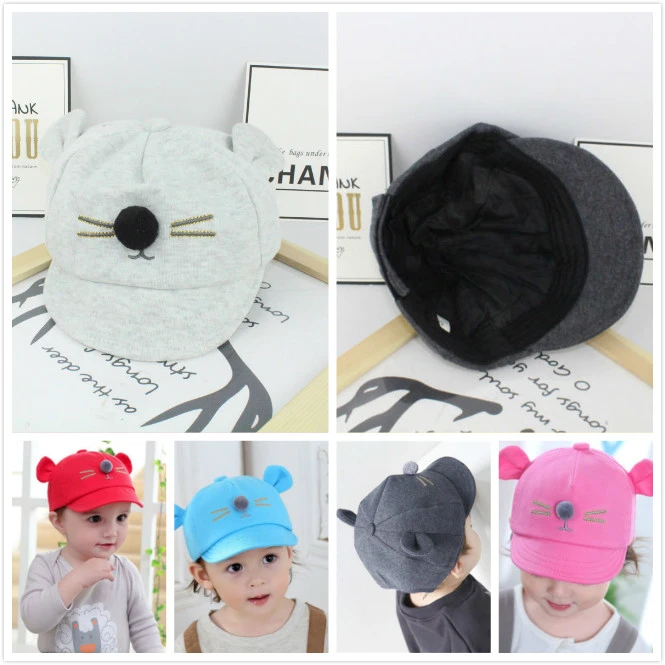 Kids Solid Pom Hat, Animal Shaped Baby Hat for Spring/Autumn/Winter