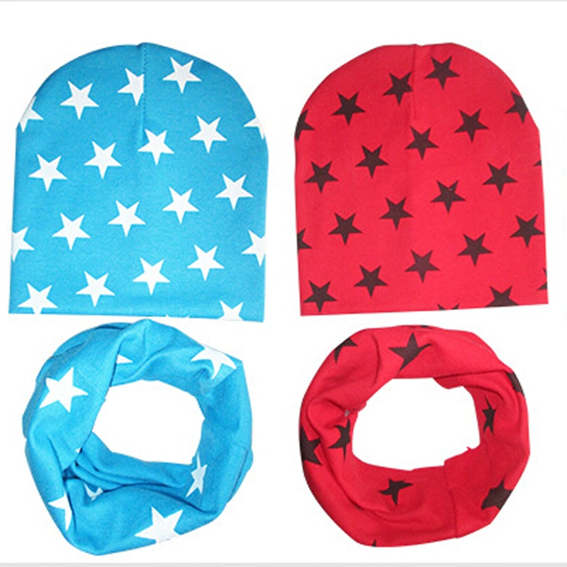 Baby Bib Cap Suit Soft and Smooth Star Print Novel Scarf Hat Set