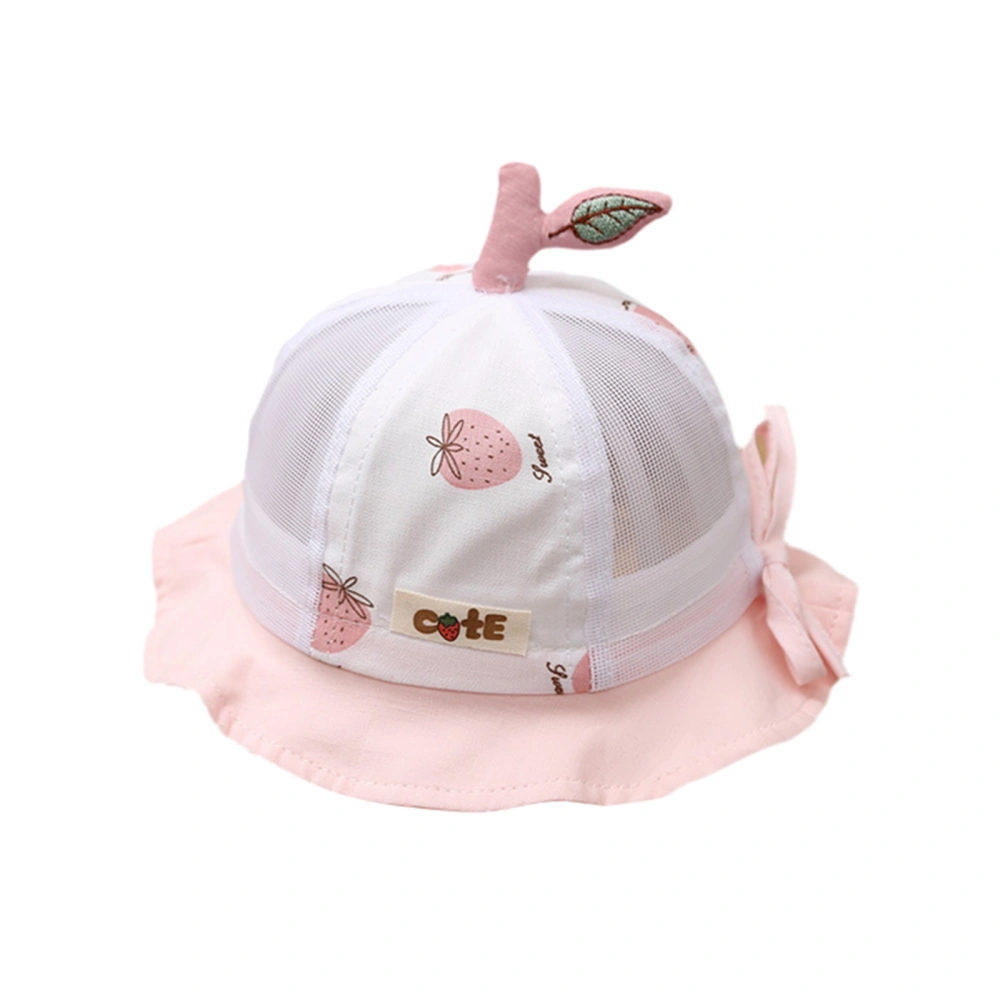 Baby Sun Hat, Strawberry Tie-up Wide Brim Mesh Hat Newborn Bucket Hat