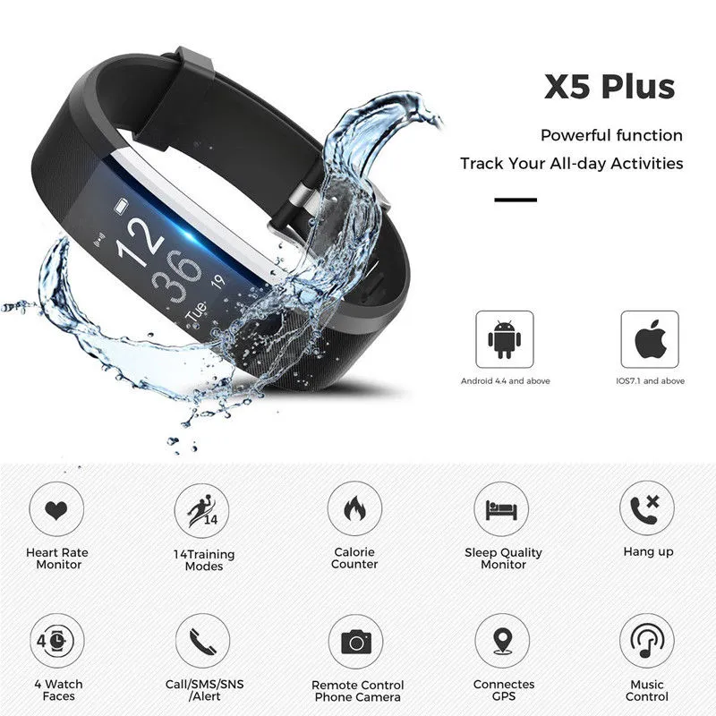 Bluetooth Smart Bracelet, Sport Watch Step Calorie Counter Tracker