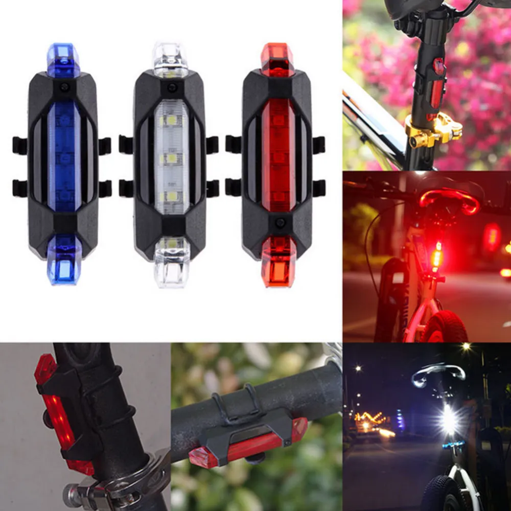 USB Rechargeable LED Bicycle Light Safety Warning Taillight for Night Cycling