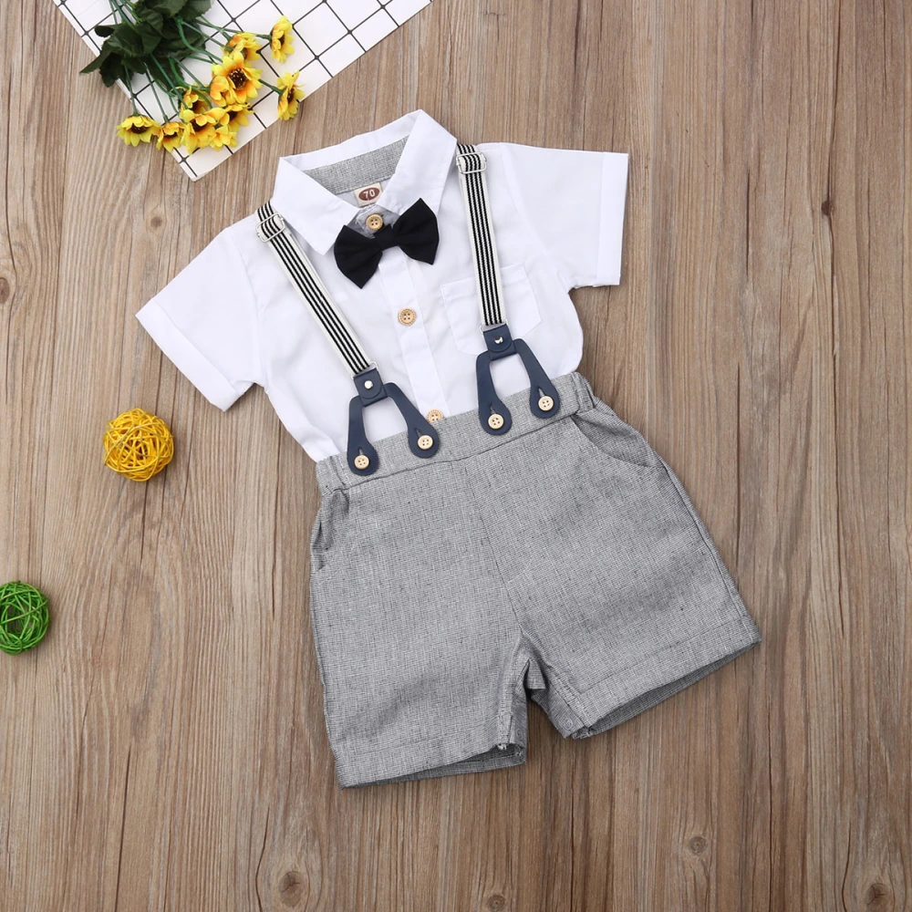 Baby Boys Short Sleeve Shirts Romper+Short Pants Clothes Set