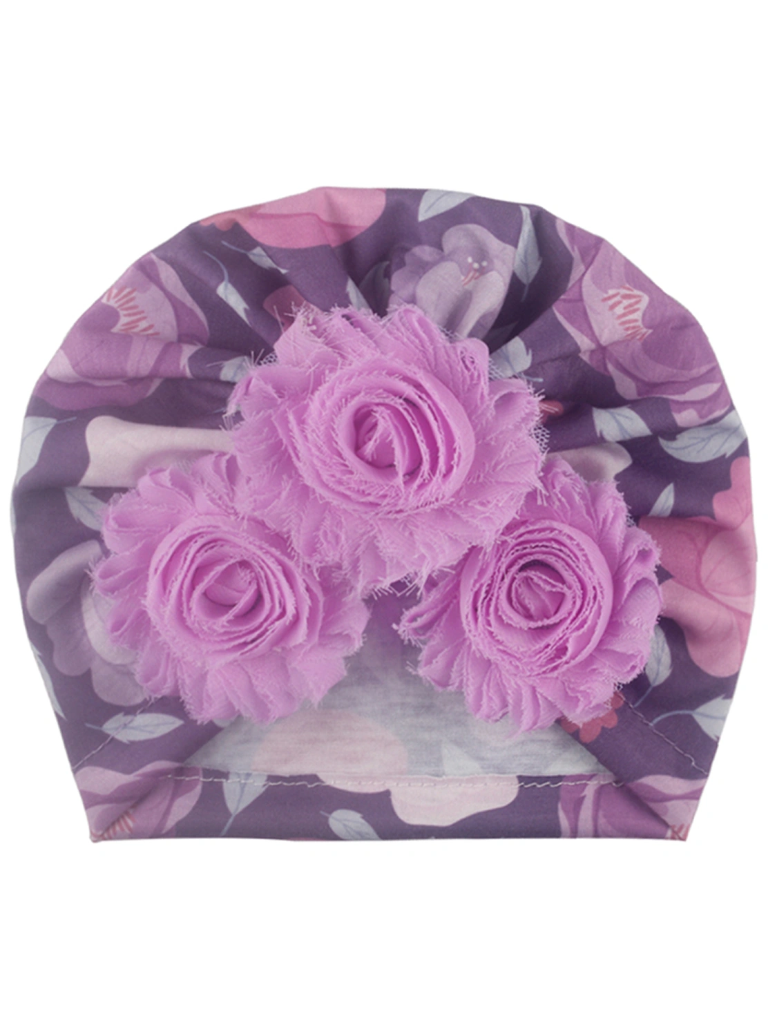 Baby Girl Printed Hat, Floral Decoration Headwrap Casual Beanie Caps