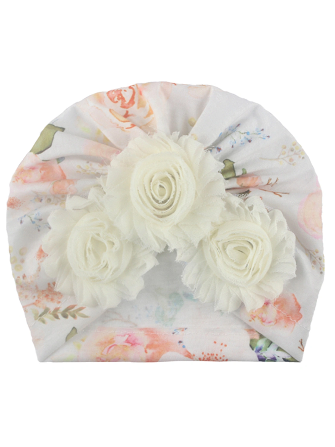 Baby Girl Printed Hat, Floral Decoration Headwrap Casual Beanie Caps