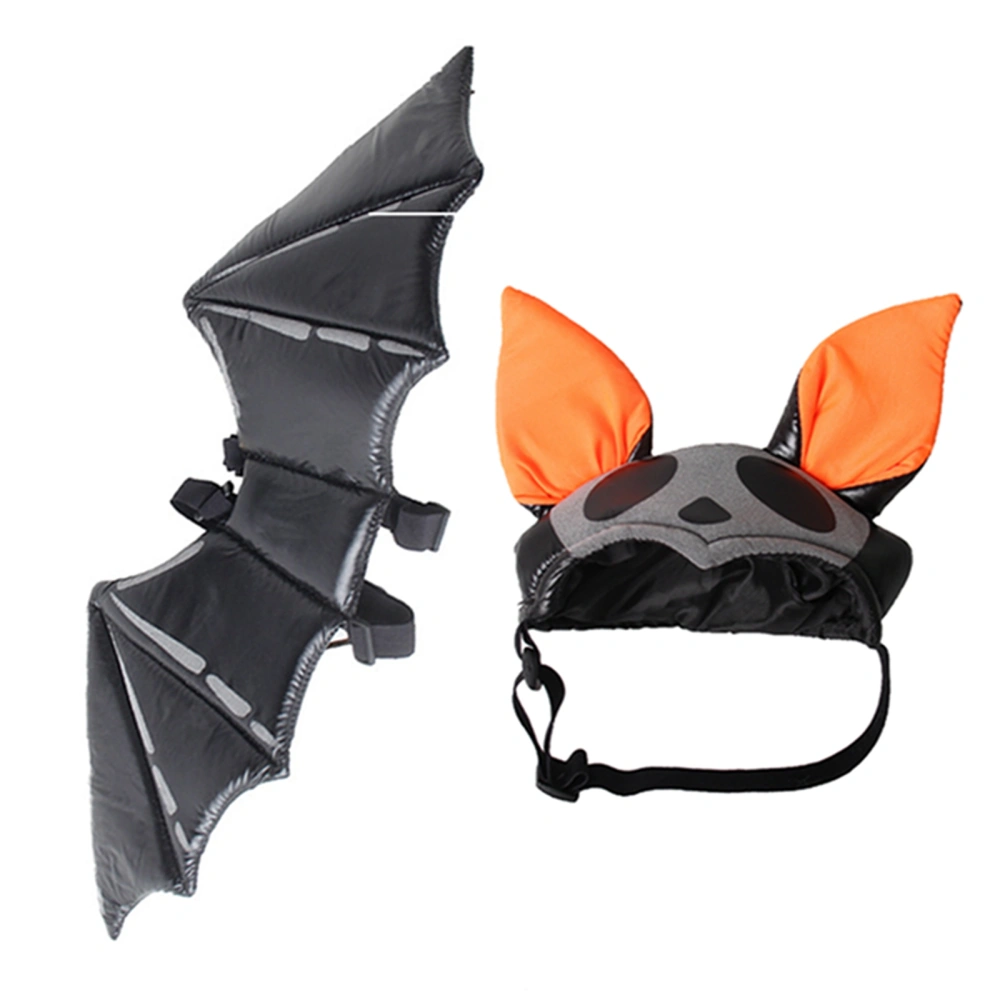 Pet Cat Halloween Costumes, Bat Shaped Hat Matching Batwing Braces