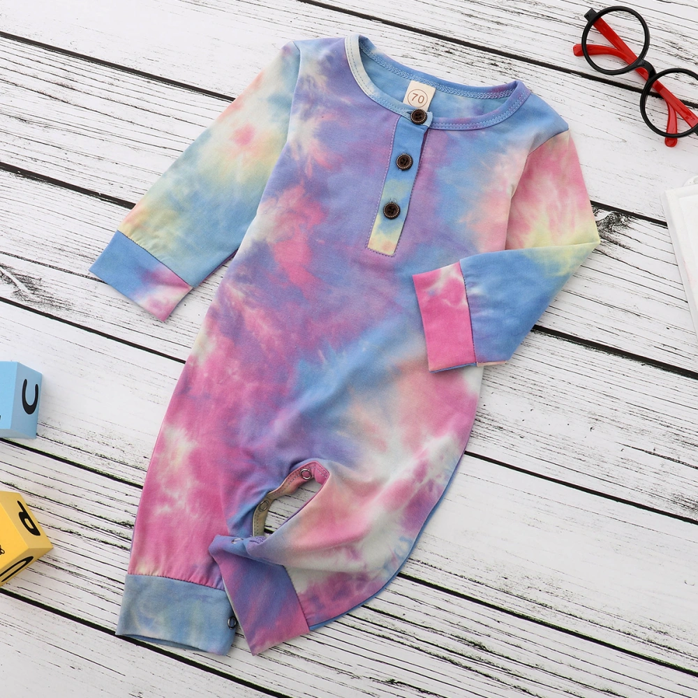 Newborn Boys/Girls Long Sleeve Tie Dye Print One Piece Jumpsuit