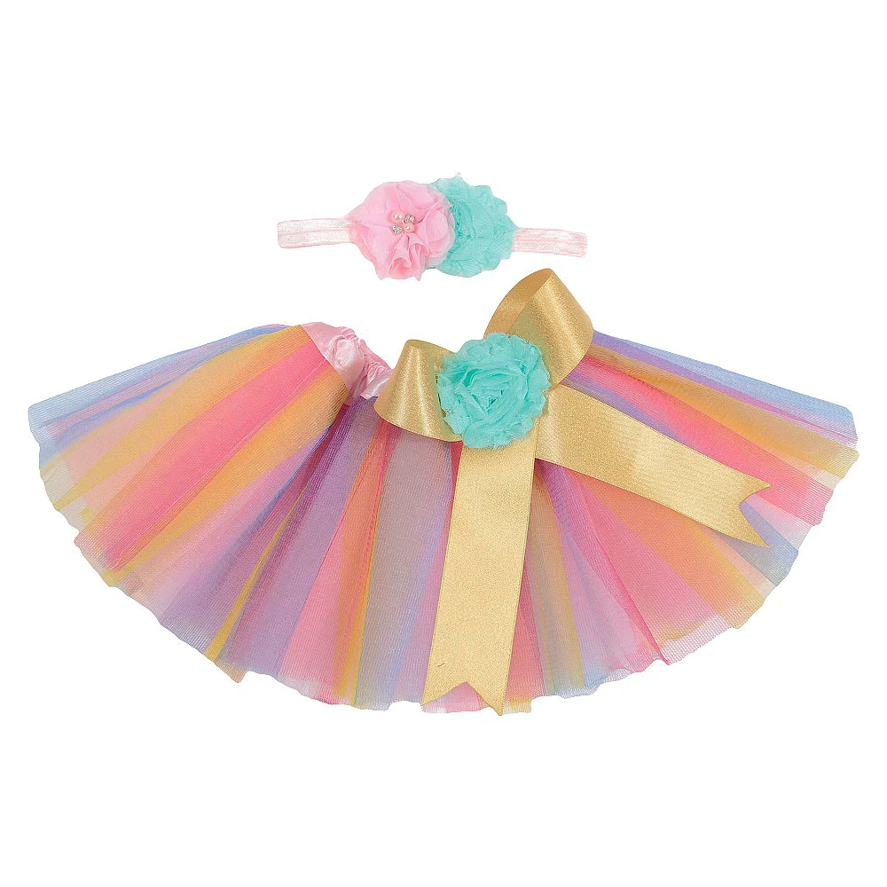 Baby's Fluffy Camouflage/Plain Skirt, Elastic Waist Tutu Skirt with Bow Hairband