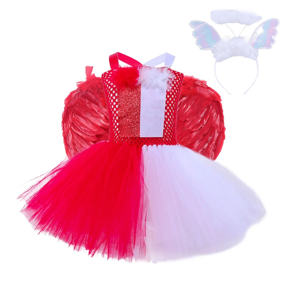 Kids Girls Halloween Costumes Angel and Devil Dress Headdress Wing