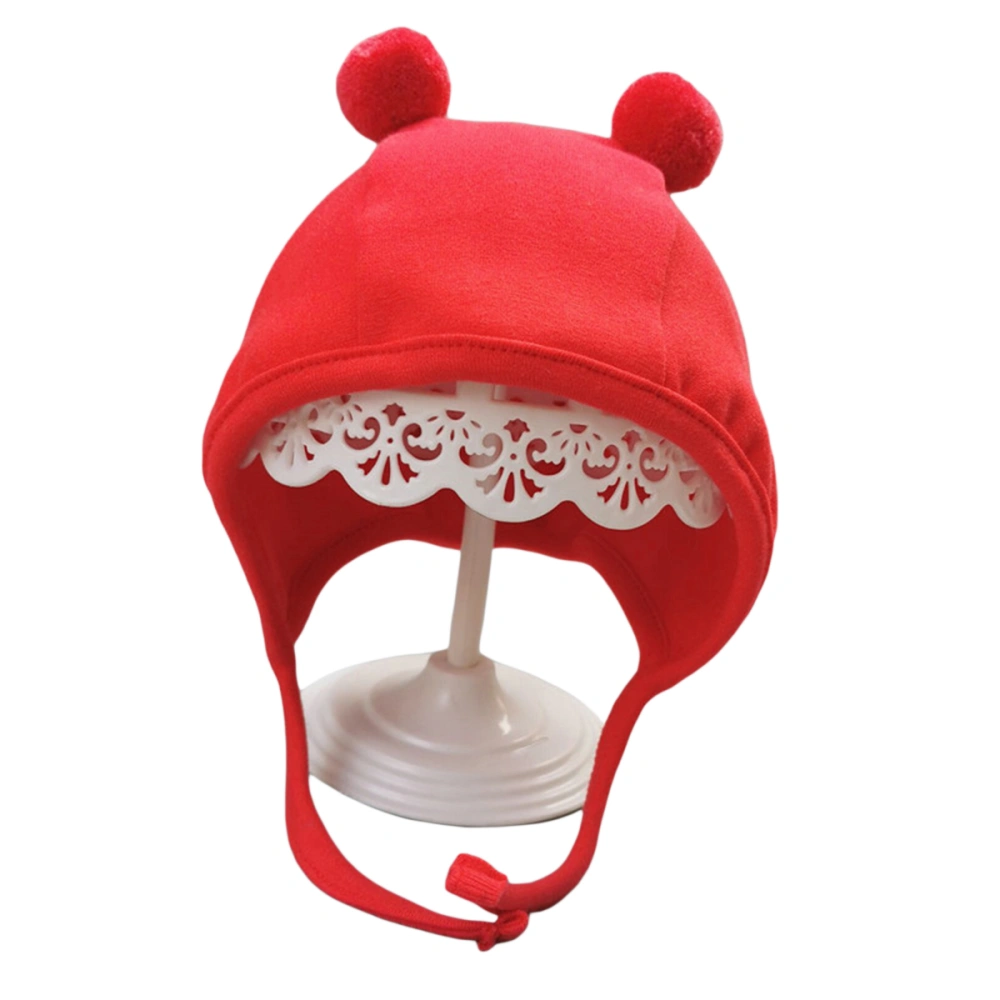 Unisex Protective Hat No-Brim Plush Ball Relaxed Lace-up Breathable Round Cap