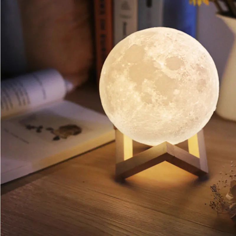 3D Printed Moon Lamp Round Colorful Color Change Touch Night Light