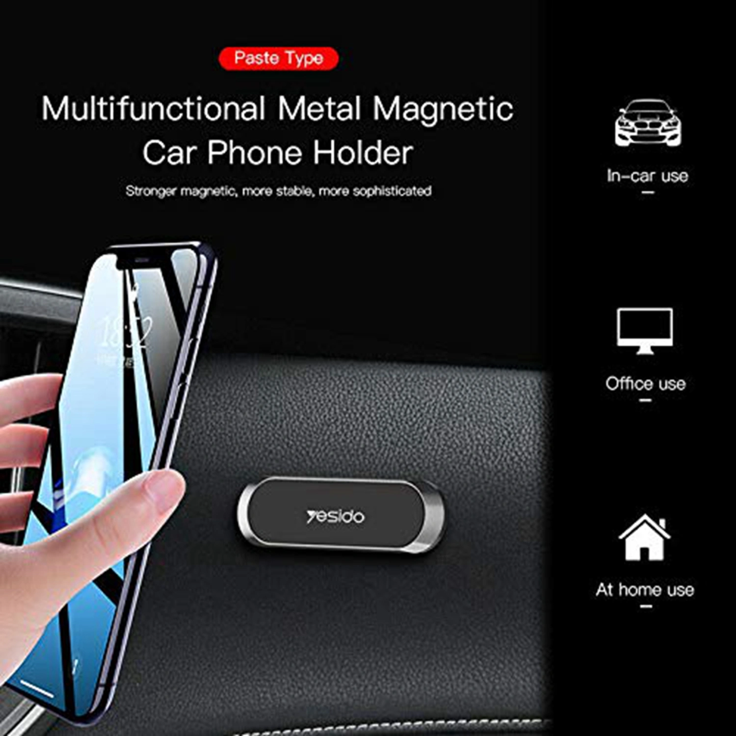 Portable Magnetic Car Phone Holder Mini Strip Shape Stand Auto Bracket