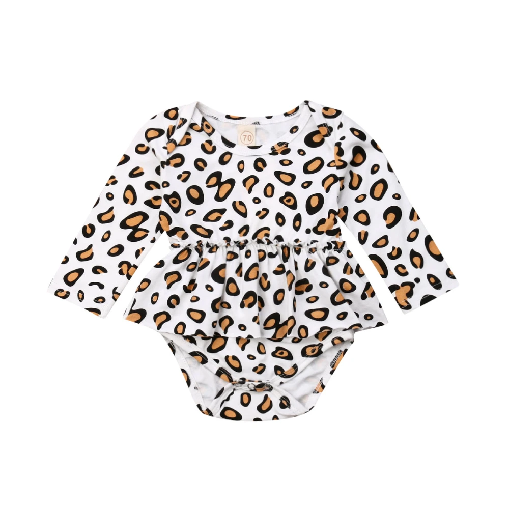 Baby Girl Jumpsuit Full Sleeve Crew Neck Leopard Print Fashion Romper