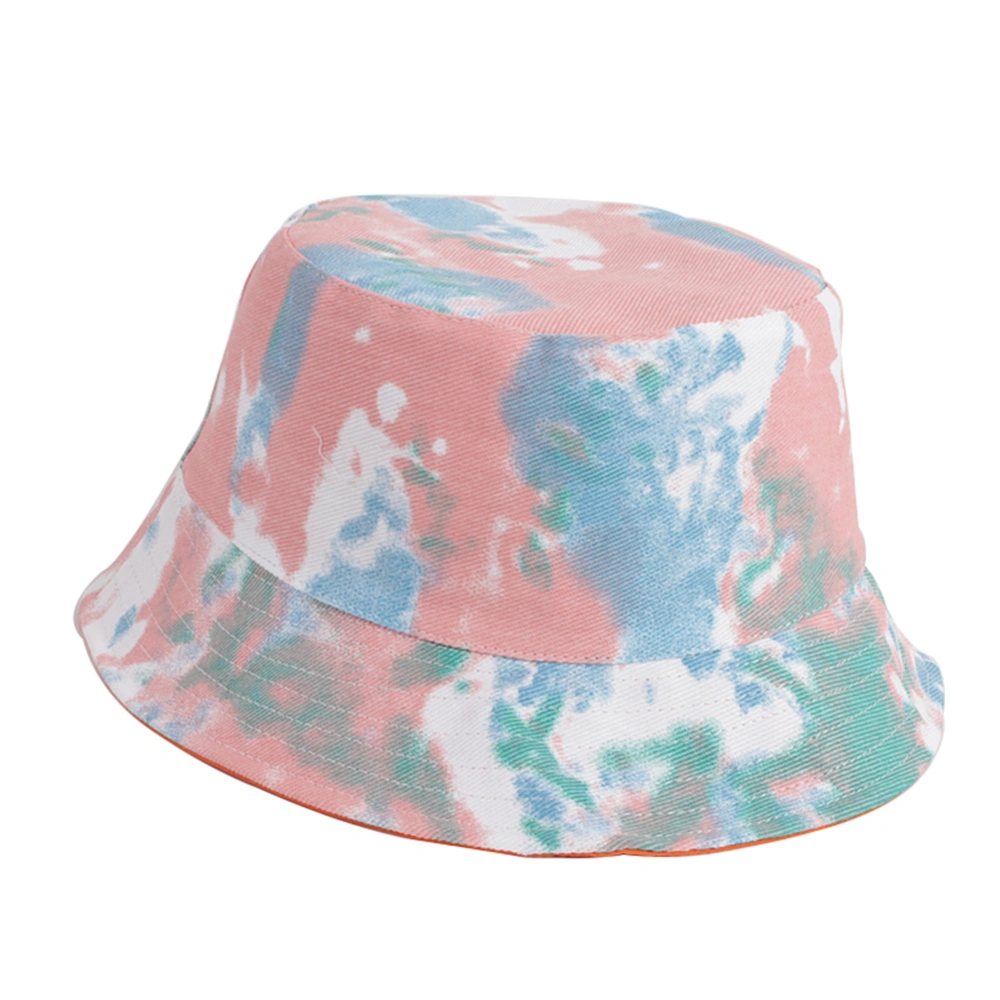 Unisex Cap UV Protection Dome Tie-dye Printing Wide Brim Fisherman Hat