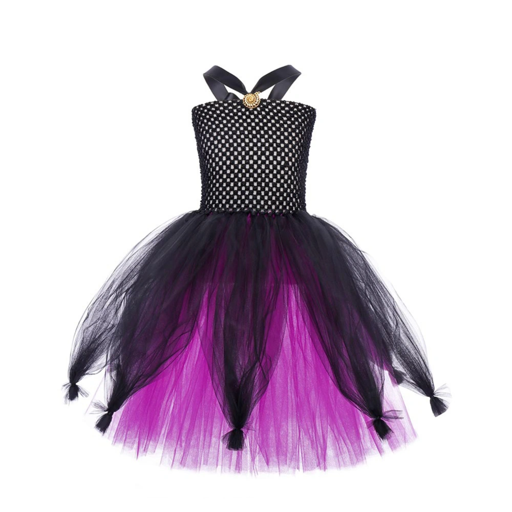 Kids Girls Princess Dress Halloween Goth Sleeveless Tulle Tutu Dress