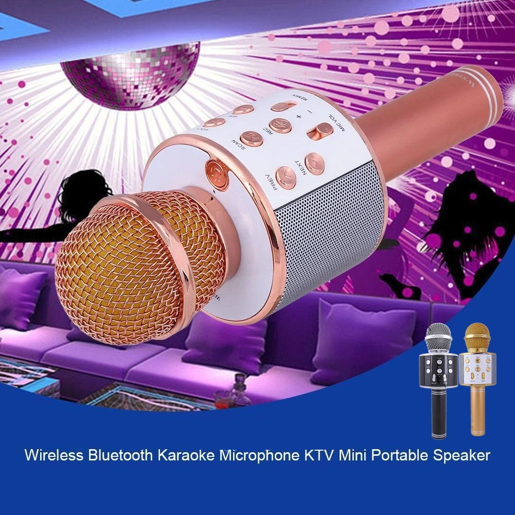 WS-858 Wireless Bluetooth Karaoke Microphone KTV Player Handheld Mic Speaker