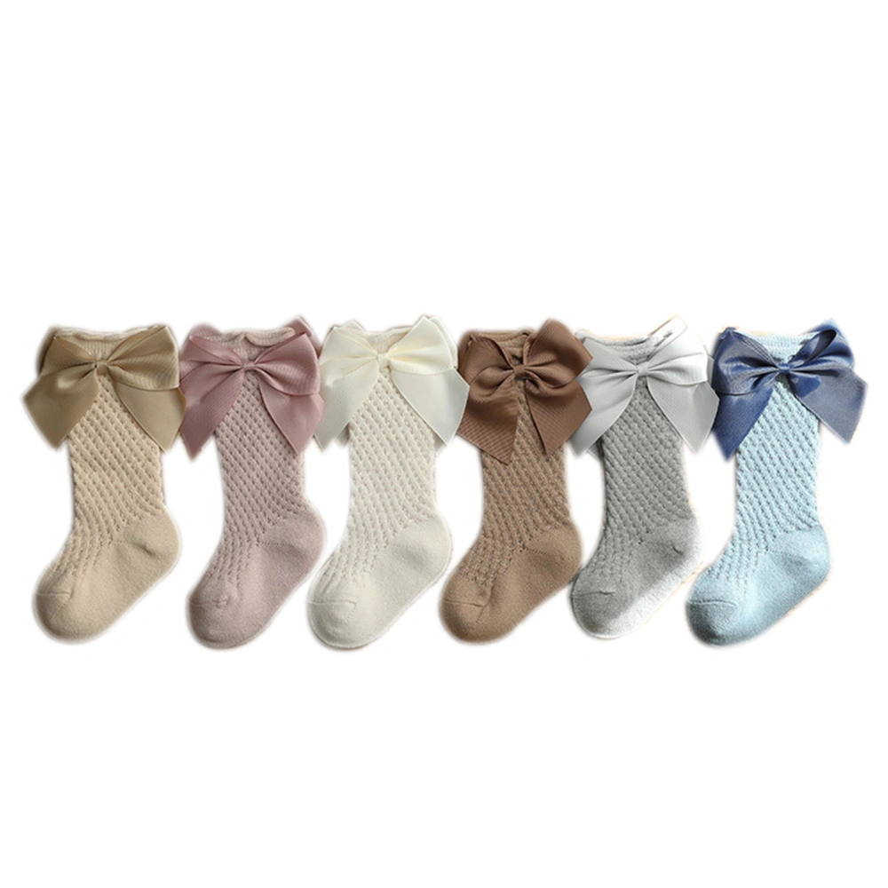 Little Girls Hollow Mesh Socks, Bow Decoration Thin Stockings