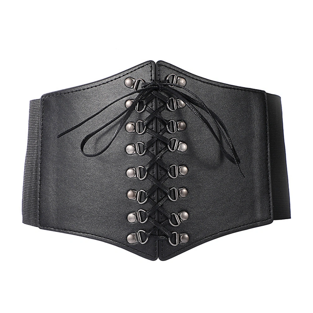 Women’s Faux Leather Corset Belt, Elastic Underbust Waist Cincher