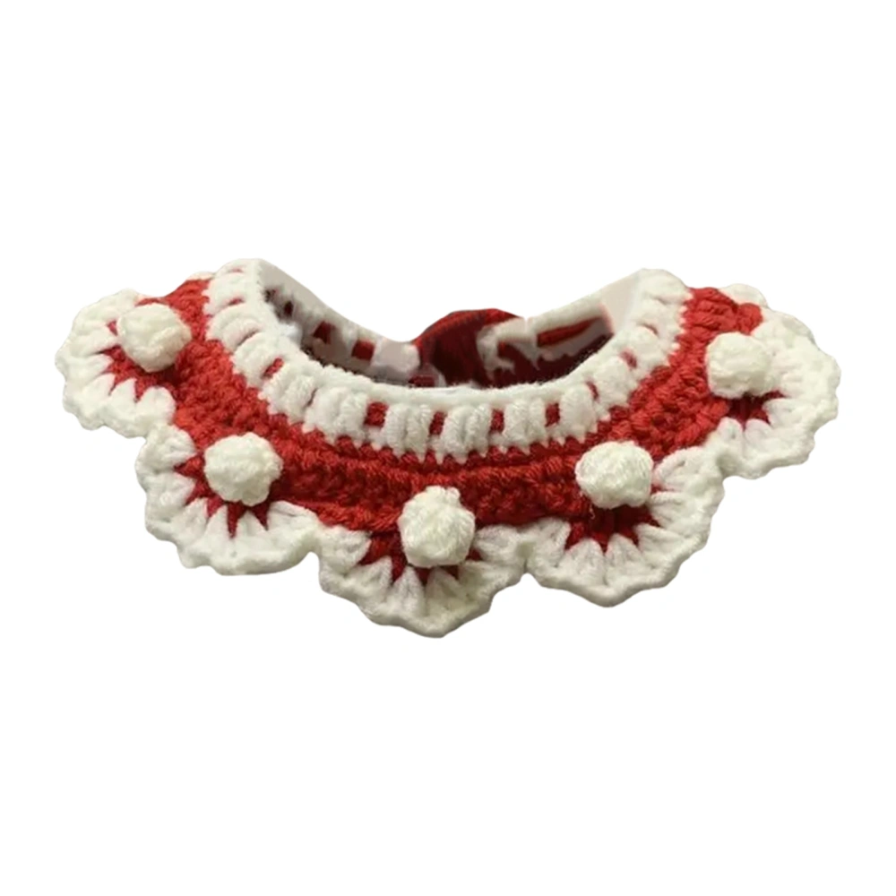 Christmas Cat Collar Knitted Crochet Flower Pet Collar Dog Bib Scarf 