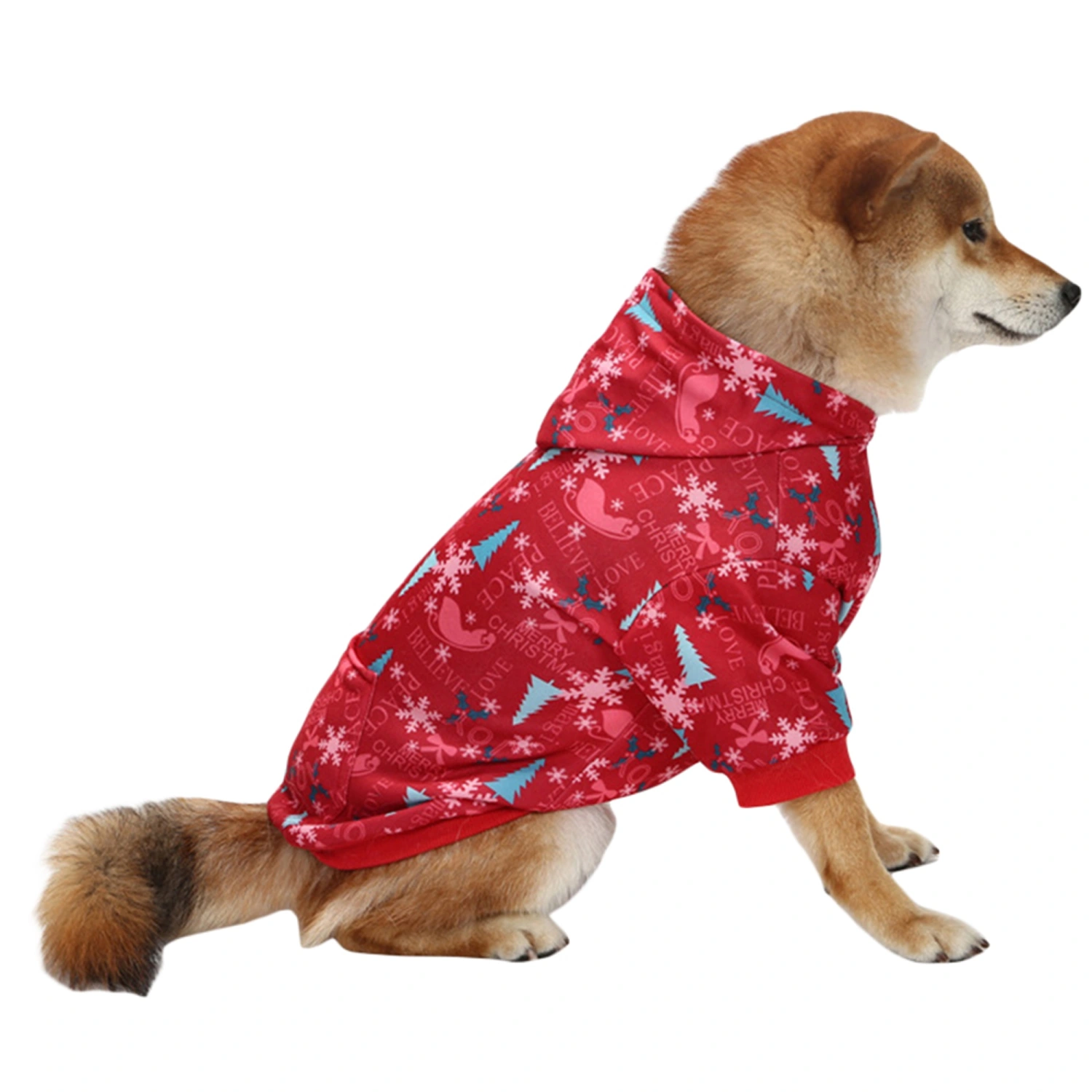 Fashion Christmas Print Dog Hoodie Casual Pet Sweatshirts with Hat