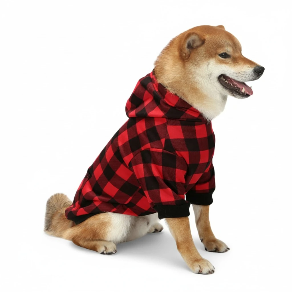 Fashion Christmas Print Dog Hoodie Casual Pet Sweatshirts with Hat
