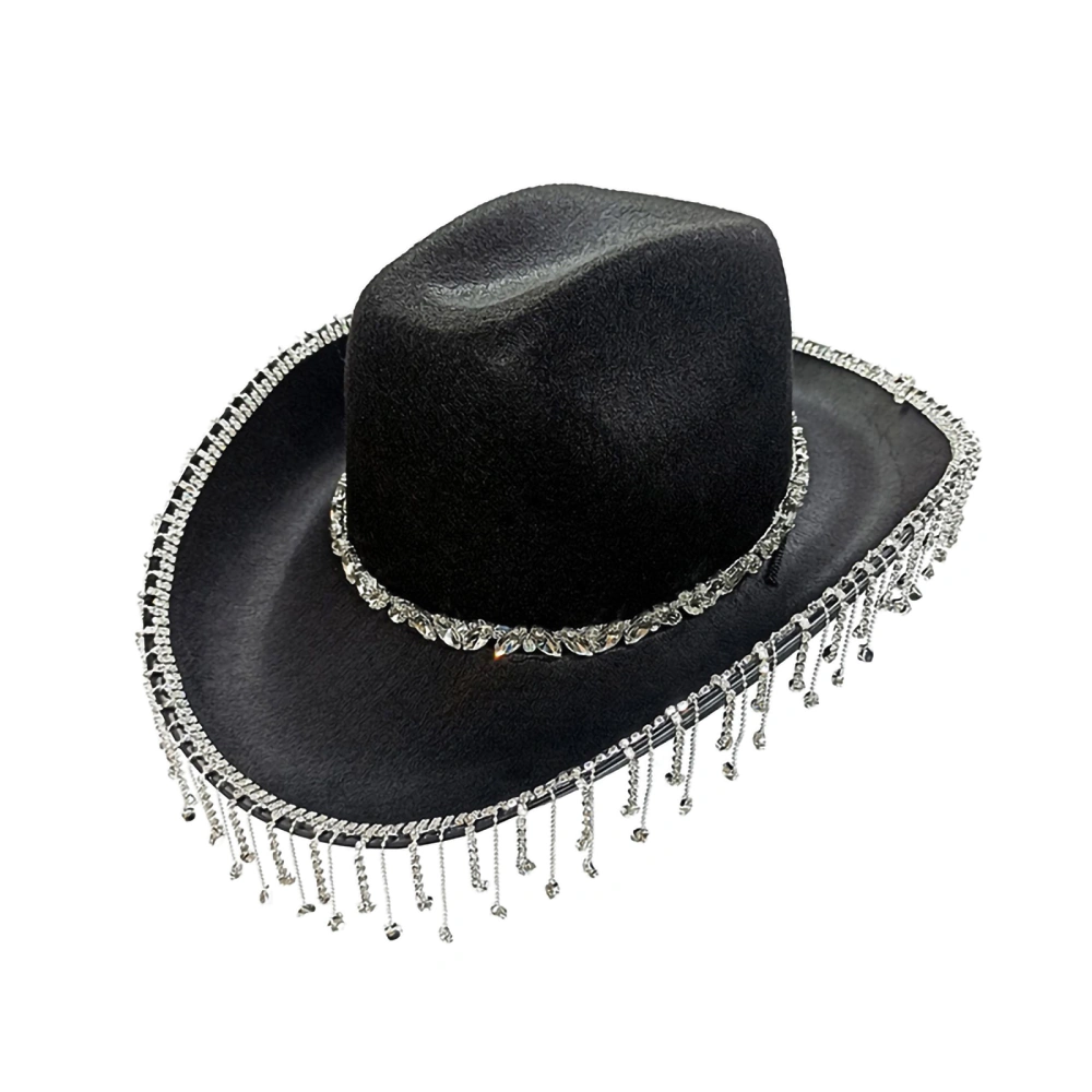 Women Western Cowboy Hat Rhinestone Tassel Jazz Rock Girl Hat