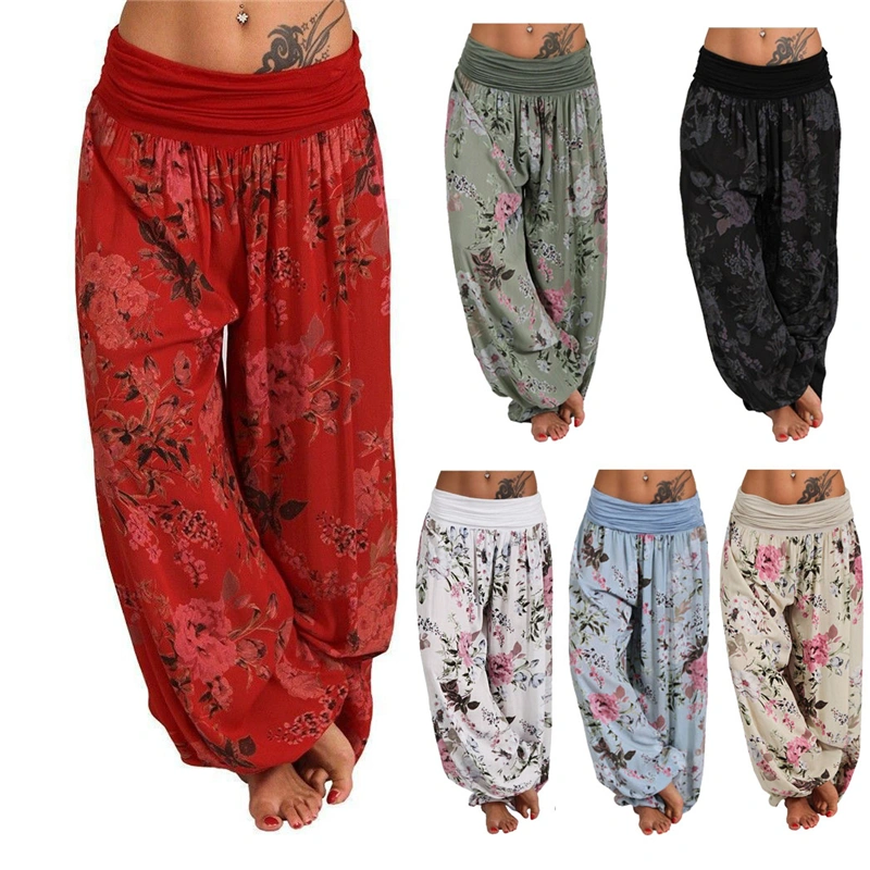 Women Loose Casual Harem Pant Floral Print Holiday Yoga Pants