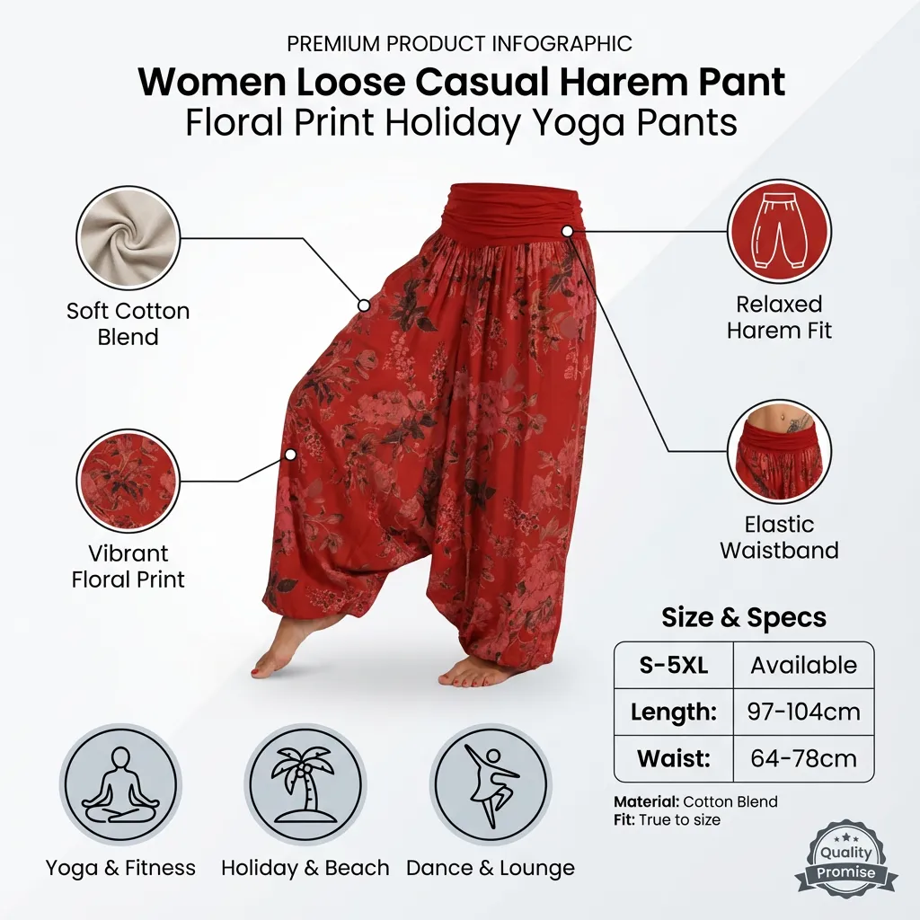 Women Loose Casual Harem Pant Floral Print Holiday Yoga Pants
