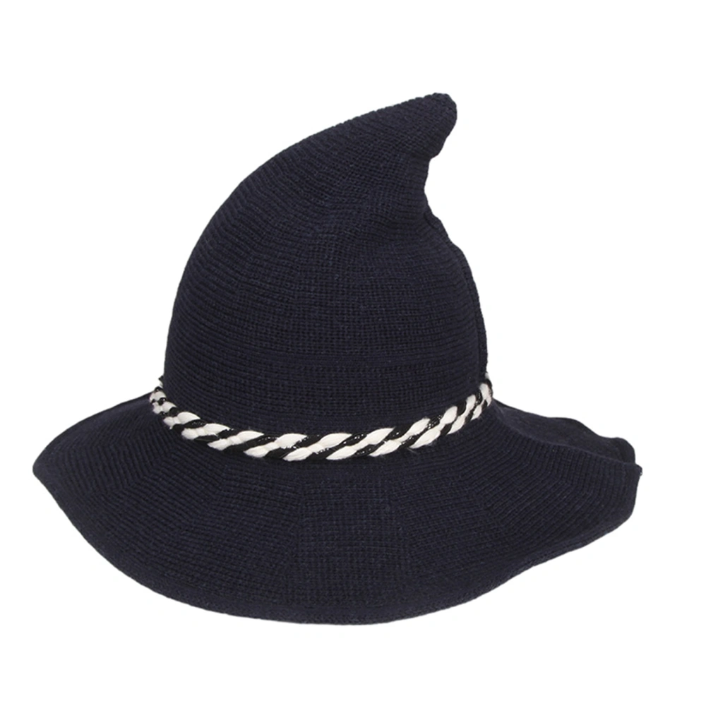 Halloween Witch Hat Gothic Wizard Hat with Striped Decoration