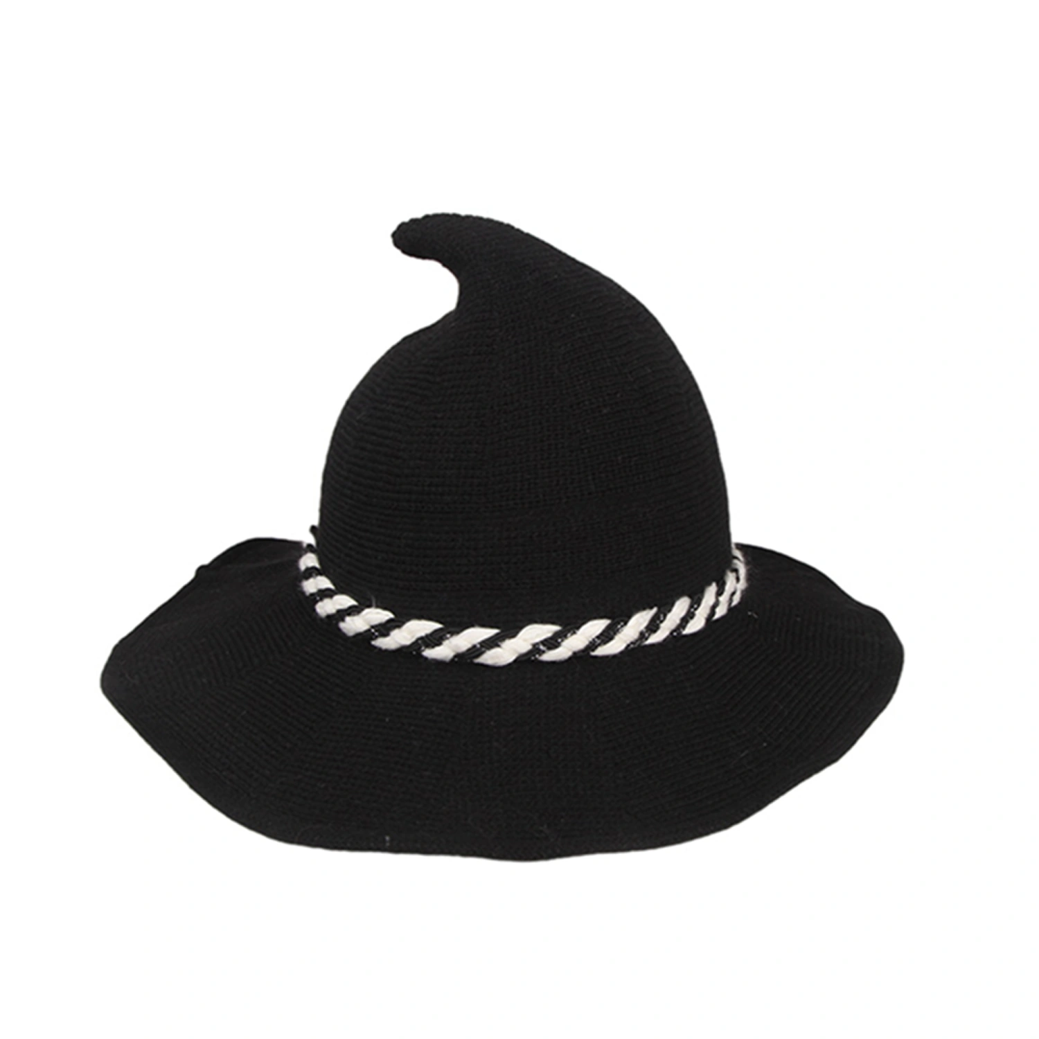 Halloween Witch Hat Gothic Wizard Hat with Striped Decoration