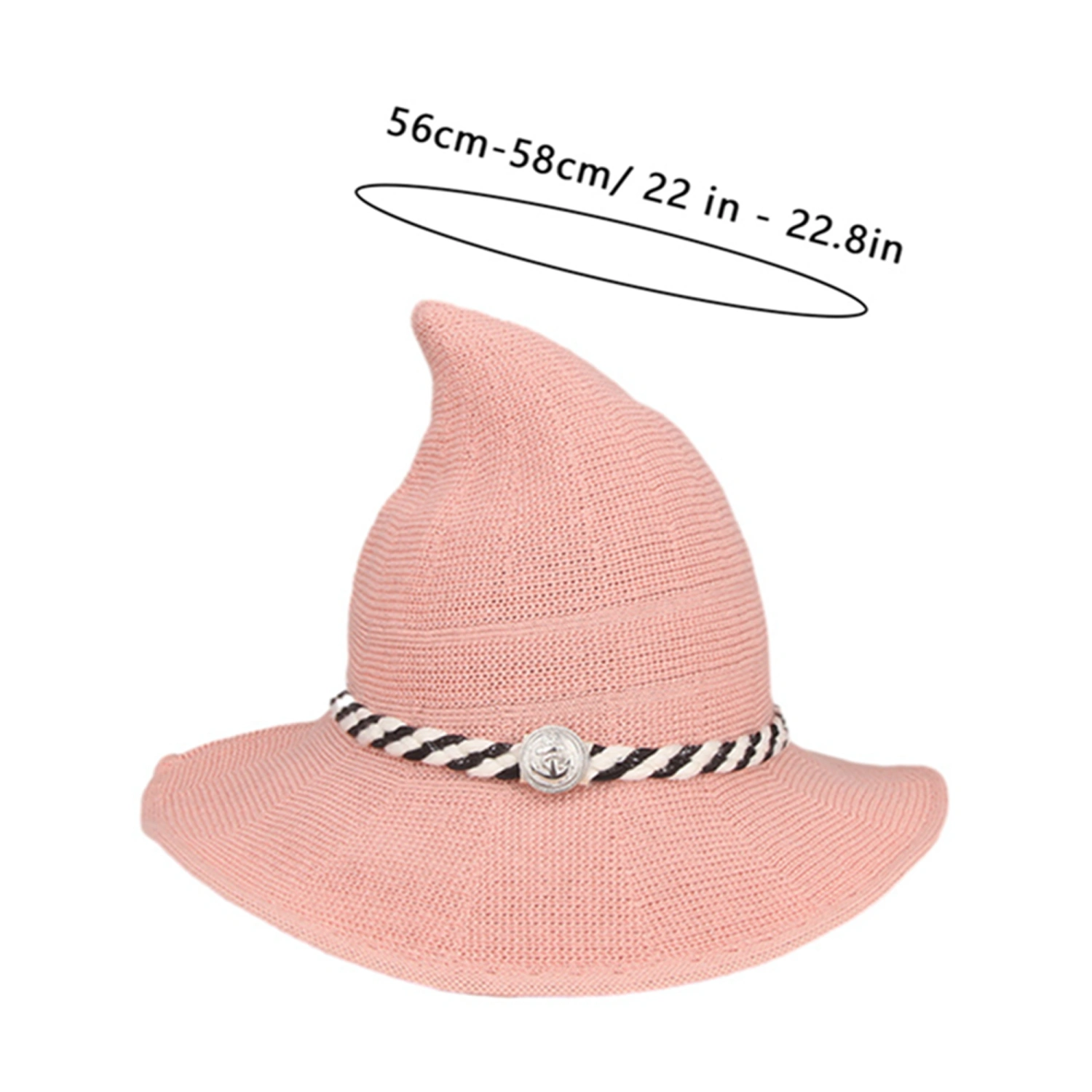 Halloween Witch Hat Gothic Wizard Hat with Striped Decoration