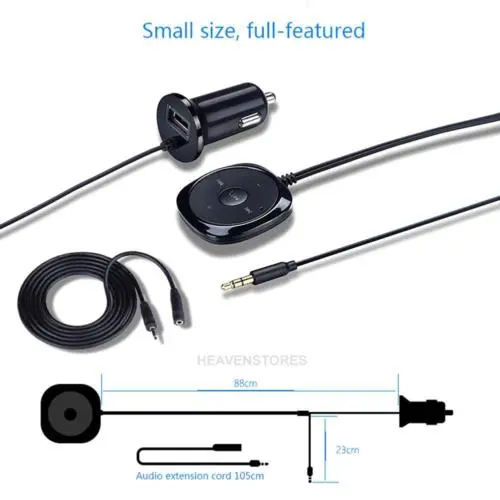 Car Adapter, Bluetooth Wireless Music Receiver Handsfree for iPhone