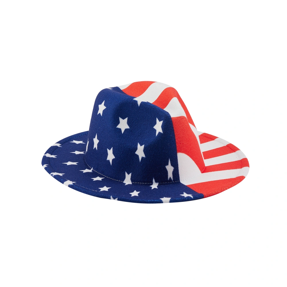 Women Men Cowboy Hat Stars Print Red White Stripe 4th of July Hat