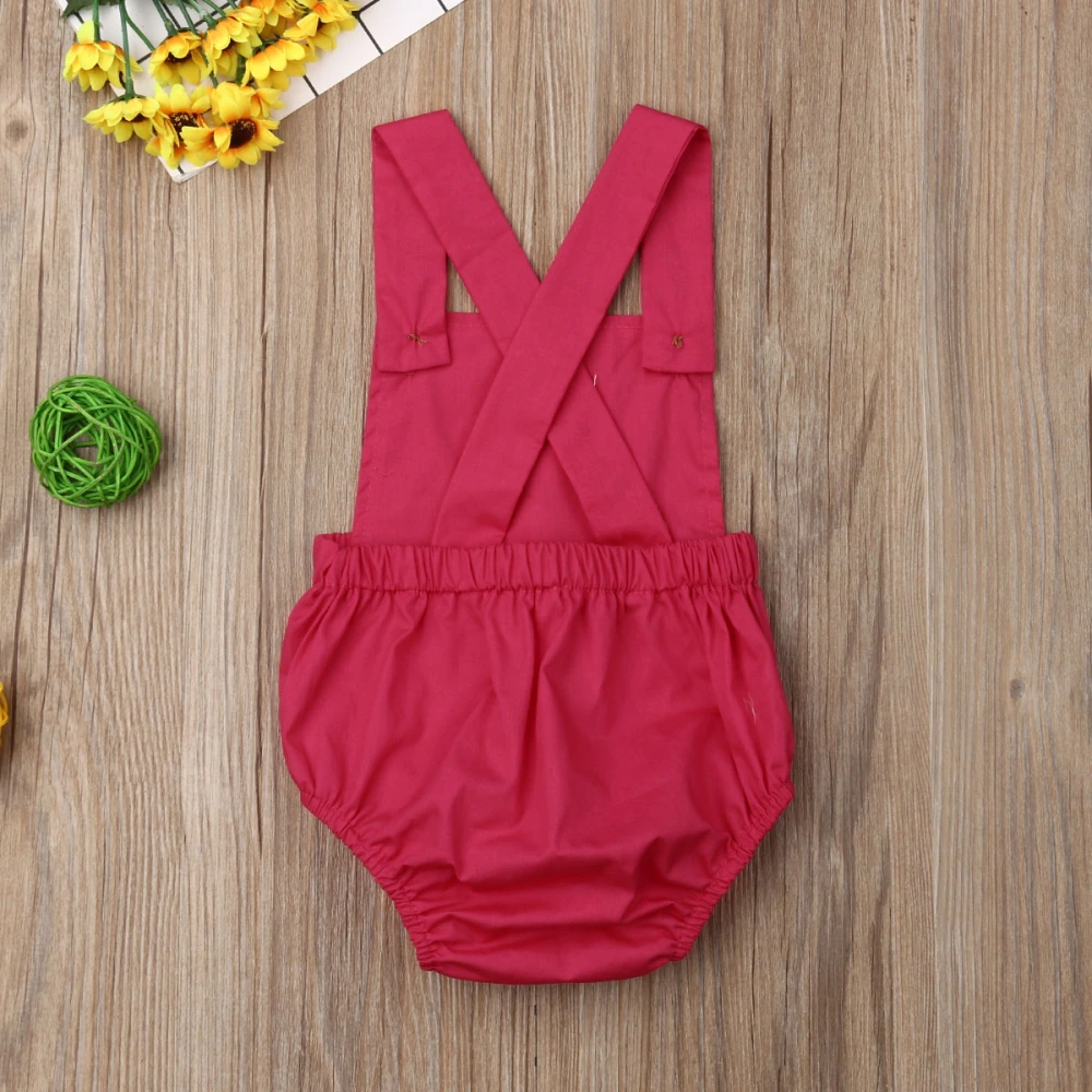 Baby One-pieces Cotton Romper Sleeveless Suspender Solid Color Stripe Jumpsuits