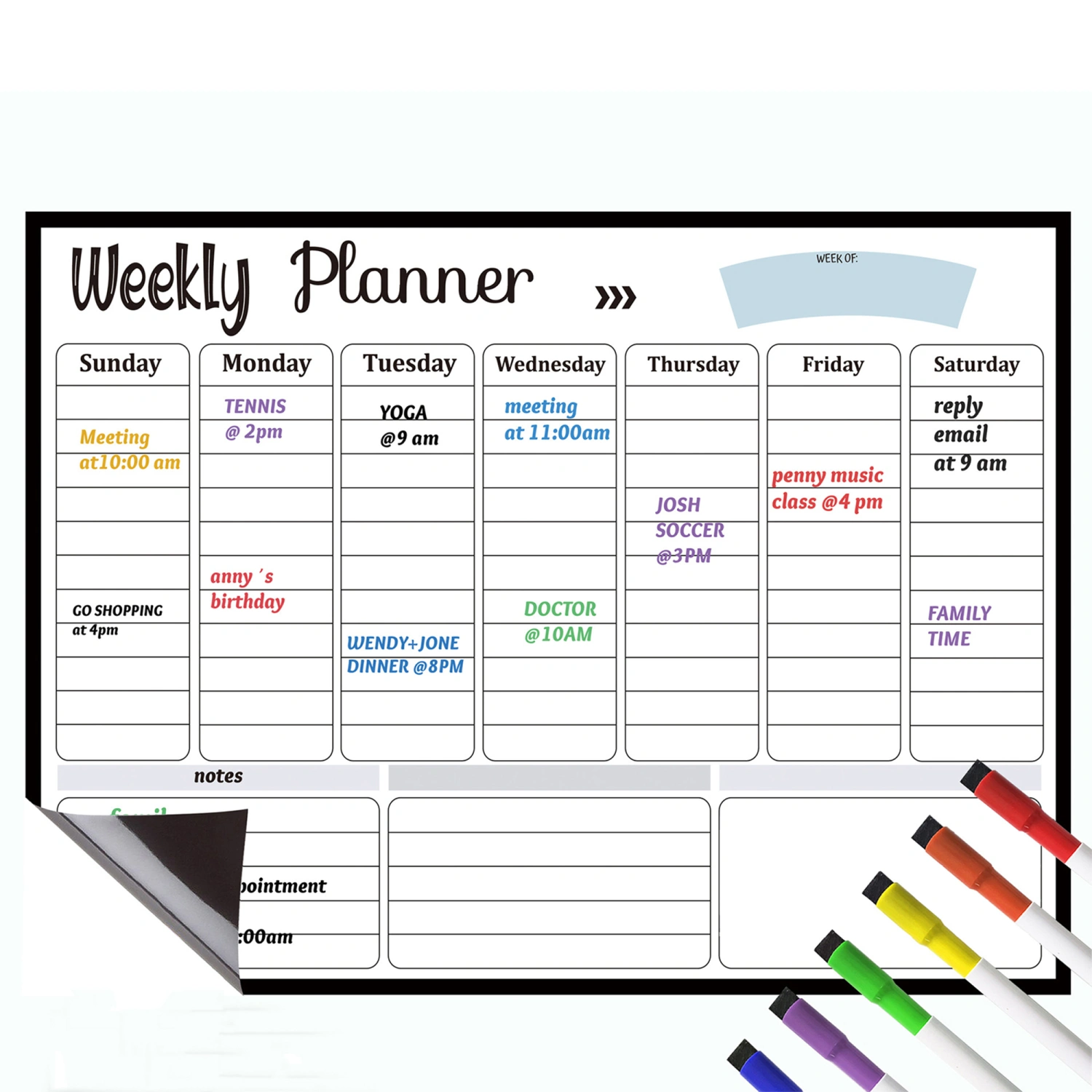 Magnetic Monthly Weekly Calendar Planner for Refrigerator Whiteboard