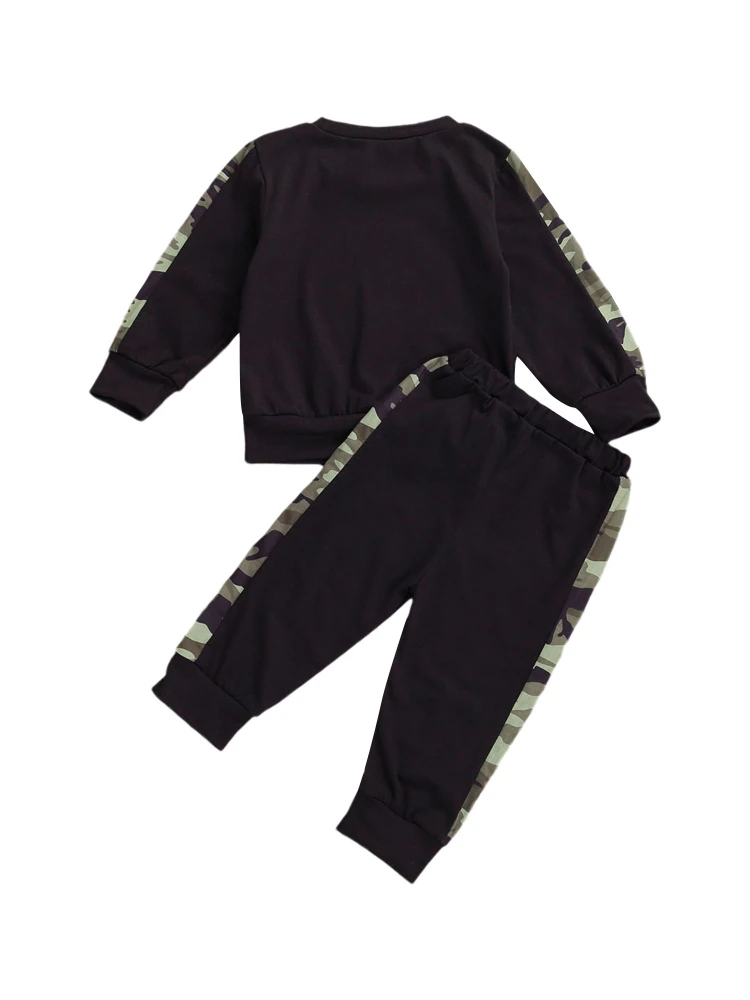 Toddler Boys Casual Pants Set, Camouflage Long Sleeve Top + Trousers Suits