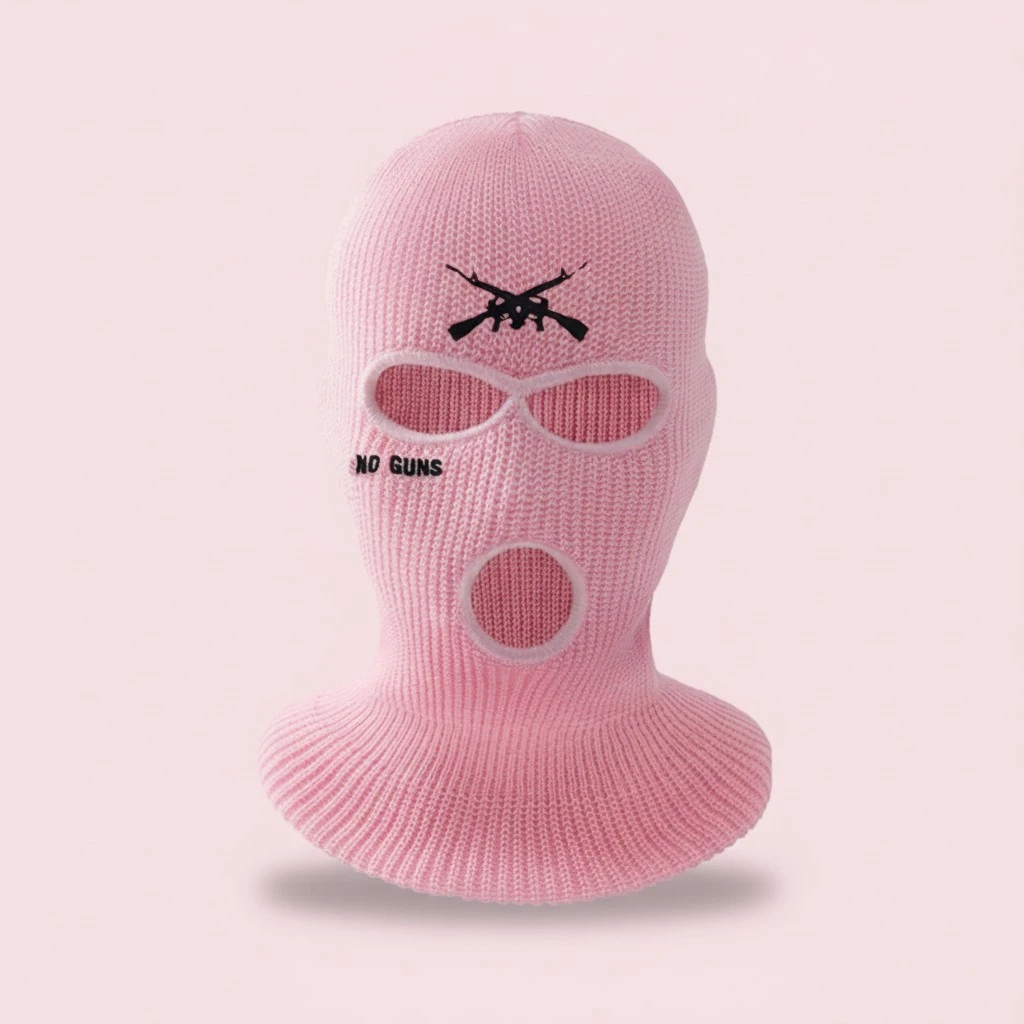 Knitted Balaclava, Embroidery Pattern Sports Hat for Men Women