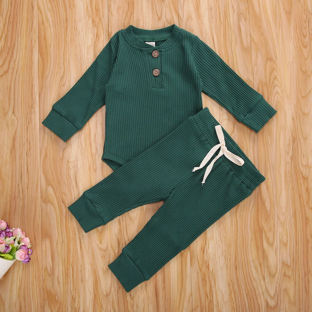 Newborn Baby Girls/Boys Suit, Long Sleeve Striped Romper+Pants Set